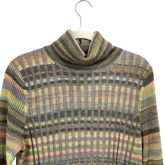 Anthropologie Moth Sydney wool blend Turtleneck sweater Size M in Grey Motif - Picture 3 of 10